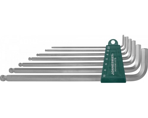 Комплект угловых шестигранников Extra Long с шаром 2,5-10 мм, S2 материал, 7 предметов