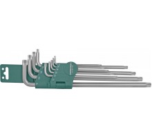Комплект угловых ключей Torx Extra Long Т9-Т50, 1 S2 материал, 10 предметов