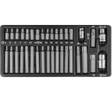 Набор вставок-бит 10 мм шестигранных Н4-12мм, TORX® Т20-Т70 (30 и 75 мм) и адаптеров 3/8’’DR и 1/2’’DR, 35 предметов