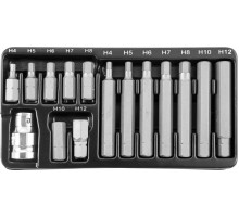Набор вставок-бит 10 мм шестигранных Н4-12 мм. (30 и 75 мм), 15 предметов